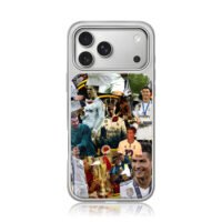 Cristiano Ronaldo football collage with trophies iPhone 17 Pro Max Electroplated Silver Case1
