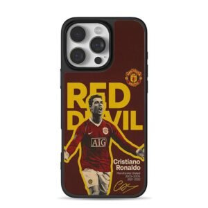 Cristiano Ronaldo Manchester United Red Devil art iPhone 16 Pro Max Black Case