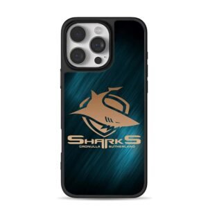 Cronulla Sutherland Sharks shark logo teal bg iPhone 16 Pro Max Black Case