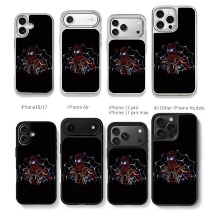 Cross stitch SpiderMan breaking blue web on black Chris Brown Phone Case Black Electroplated Silver For Iphone 11 To 17