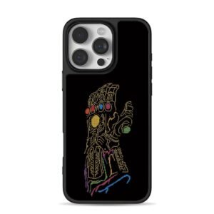 Cross stitched Marvel Thanos Infinity Gauntlet with infinity gems iPhone 16 Pro Max Black Case