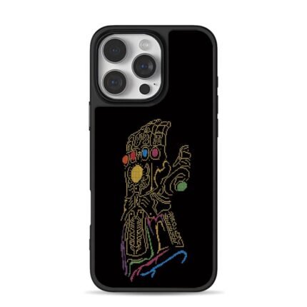 Cross stitched Marvel Thanos Infinity Gauntlet with infinity gems iPhone 16 Pro Max Black Case