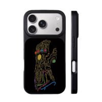 Cross stitched Marvel Thanos Infinity Gauntlet with infinity gems iPhone 17 Pro Max Black Case