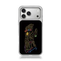 Cross stitched Marvel Thanos Infinity Gauntlet with infinity gems iPhone 17 Pro Max Electroplated Silver Case1