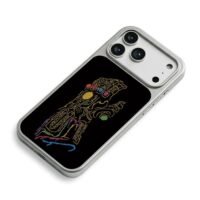 Cross stitched Marvel Thanos Infinity Gauntlet with infinity gems iPhone 17 Pro Max Electroplated Silver Case2