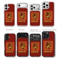 Crowned golden lion shield with CRIMSON LION red Chris Brown Phone Case Black Electroplated Silver For Iphone 11 To 17