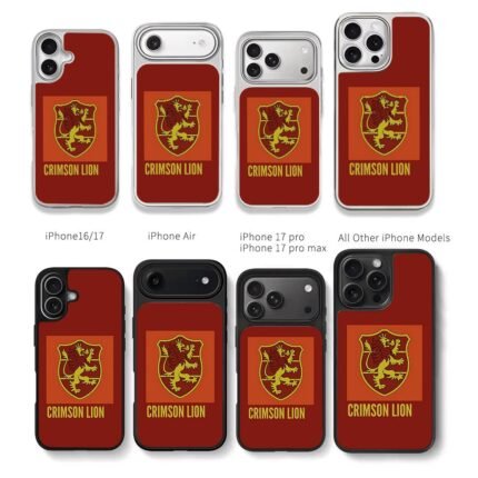 Crowned golden lion shield with CRIMSON LION red Chris Brown Phone Case Black Electroplated Silver For Iphone 11 To 17
