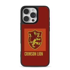 Crowned golden lion shield with CRIMSON LION red iPhone 16 Pro Max Black Case