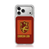 Crowned golden lion shield with CRIMSON LION red iPhone 17 Pro Max Electroplated Silver Case1