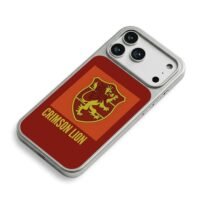Crowned golden lion shield with CRIMSON LION red iPhone 17 Pro Max Electroplated Silver Case2