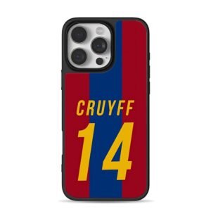 Cruyff 14 Barcelona football jersey stripe print iPhone 16 Pro Max Black Case