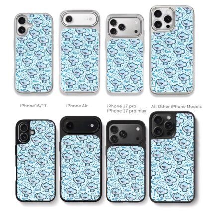 Cute Koya cartoon koala heart dot blue seamless pattern Chris Brown Phone Case Black Electroplated Silver For Iphone 11 To 17