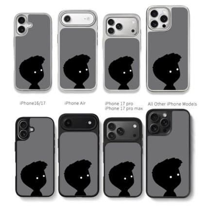 Cute minimalist black boy silhouette with glowing dot eyes Chris Brown Phone Case Black Electroplated Silver For Iphone 11 To 17
