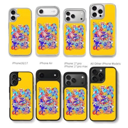 Cute One Piece Straw Hat Crew chibi art on yellow Chris Brown Phone Case Black Electroplated Silver For Iphone 11 To 17