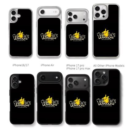 Cute Pikachu Pokemon logo with Alanes happy time Chris Brown Phone Case Black Electroplated Silver For Iphone 11 To 17