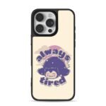 Cute Snorlax always tired text retro sunset cloud art iPhone 16 Pro Max Black Case