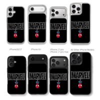 Cute upside down SpiderMan with Marvel web logo Chris Brown Phone Case Black Electroplated Silver For Iphone 11 To 17