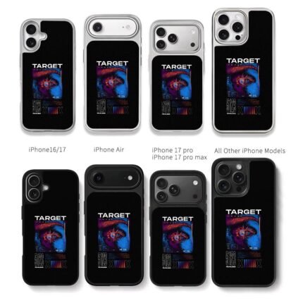 Cyber target eye graphic 50cal fearless street art Chris Brown Phone Case Black Electroplated Silver For Iphone 11 To 17
