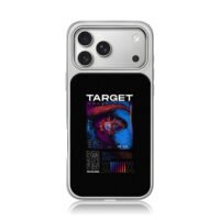 Cyber target eye graphic 50cal fearless street art iPhone 17 Pro Max Electroplated Silver Case1