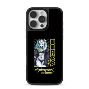 Cyberpunk Edgerunners Becka anime girl drink art iPhone 16 Pro Max Black Case