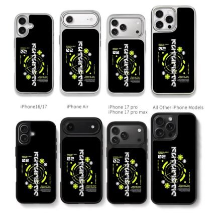 Cyberpunk futuristic tech gear neon graphic print Chris Brown Phone Case Black Electroplated Silver For Iphone 11 To 17