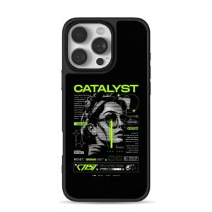 Cyberpunk neon tech art with catalyst girl iPhone 16 Pro Max Black Case