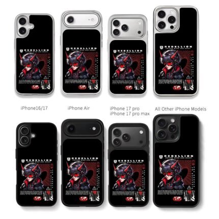 Cyberpunk oni cyborg anime girl rebellion art Chris Brown Phone Case Black Electroplated Silver For Iphone 11 To 17