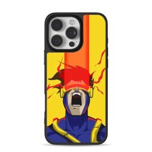 Cyclops XMen optic blast yelling yellow art iPhone 16 Pro Max Black Case