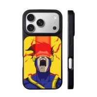 Cyclops XMen optic blast yelling yellow art iPhone 17 Pro Max Black Case