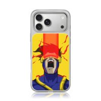 Cyclops XMen optic blast yelling yellow art iPhone 17 Pro Max Electroplated Silver Case1