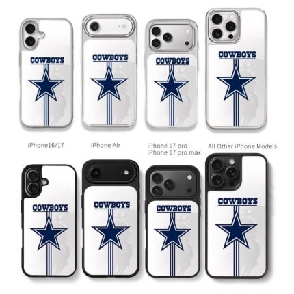 Dallas Cowboys blue star logo and COWBOYS text on white background Chris Brown Phone Case Black Electroplated Silver For Iphone 11 To 17