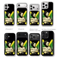 Damian Marley portrait with Jamaica flag background Chris Brown Phone Case Black Electroplated Silver For Iphone 11 To 17