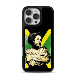 Damian Marley portrait with Jamaica flag background iPhone 16 Pro Max Black Case