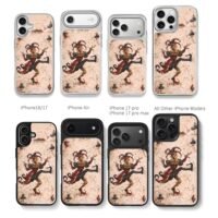 Dancing jester oil painting with poker suit motifs Chris Brown Phone Case Black Electroplated Silver For Iphone 11 To 17