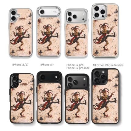 Dancing jester oil painting with poker suit motifs Chris Brown Phone Case Black Electroplated Silver For Iphone 11 To 17