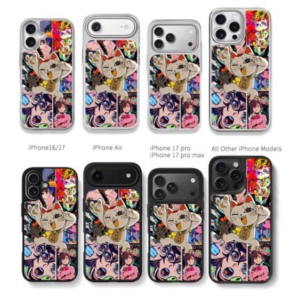 Dandadan anime lucky cat manga collage print Chris Brown Phone Case Black Electroplated Silver For Iphone 11 To 17