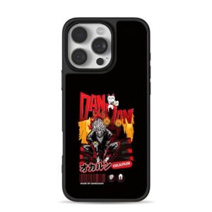 Dandadan Okarun fiery anime guy lucky cat text art iPhone 16 Pro Max Black Case