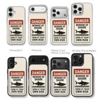 Danger beware of shark sign with shark wave art Chris Brown Phone Case Black Electroplated Silver For Iphone 11 To 17