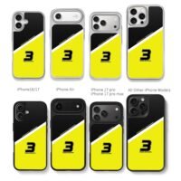 Daniel Ricciardo No3 black yellow split racing art Chris Brown Phone Case Black Electroplated Silver For Iphone 11 To 17