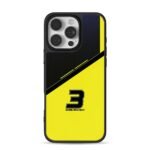 Daniel Ricciardo number 3 yellow black racing livery pattern iPhone 16 Pro Max Black Case