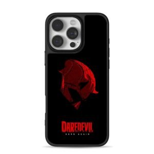 Daredevil Born Again red helmet graphic iPhone 16 Pro Max Black Case