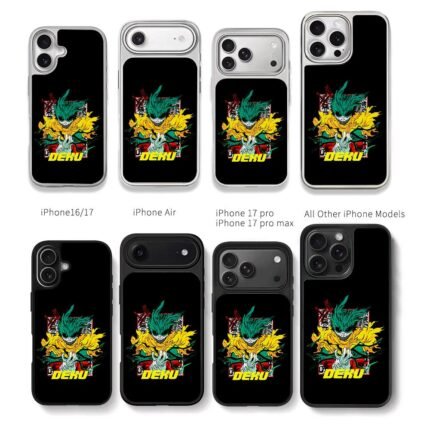 Dark Deku My Hero Academia art with DEKU text Chris Brown Phone Case Black Electroplated Silver For Iphone 11 To 17