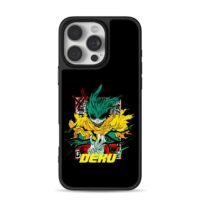 Dark Deku My Hero Academia art with DEKU text iPhone 16 Pro Max Black Case