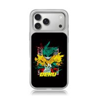 Dark Deku My Hero Academia art with DEKU text iPhone 17 Pro Max Electroplated Silver Case1