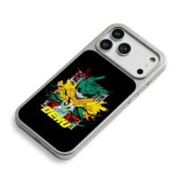 Dark Deku My Hero Academia art with DEKU text iPhone 17 Pro Max Electroplated Silver Case2