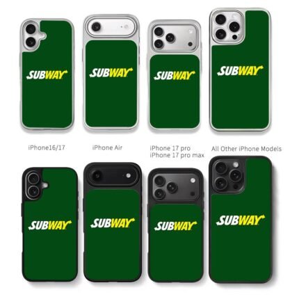 Dark green background with Subway logo and arrows Chris Brown Phone Case Black Electroplated Silver For Iphone 11 To 17