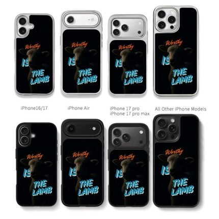 Dark lamb Worthy Is The Lamb on black background Chris Brown Phone Case Black Electroplated Silver For Iphone 11 To 17