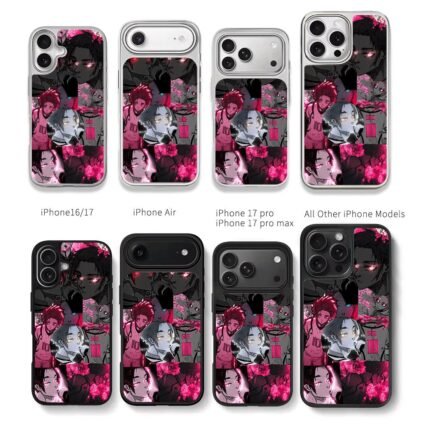 Dark pink black manga collage of Itoshi Sae and Rin from Blue Lock Chris Brown Phone Case Black Electroplated Silver For Iphone 11 To 17