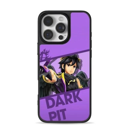 Dark Pit Super Smash Bros dark winged angel on purple background iPhone 16 Pro Max Black Case
