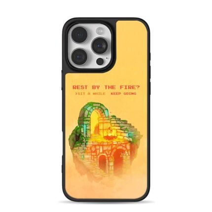 Dark Souls bonfire mossy floating ruin with quote iPhone 16 Pro Max Black Case